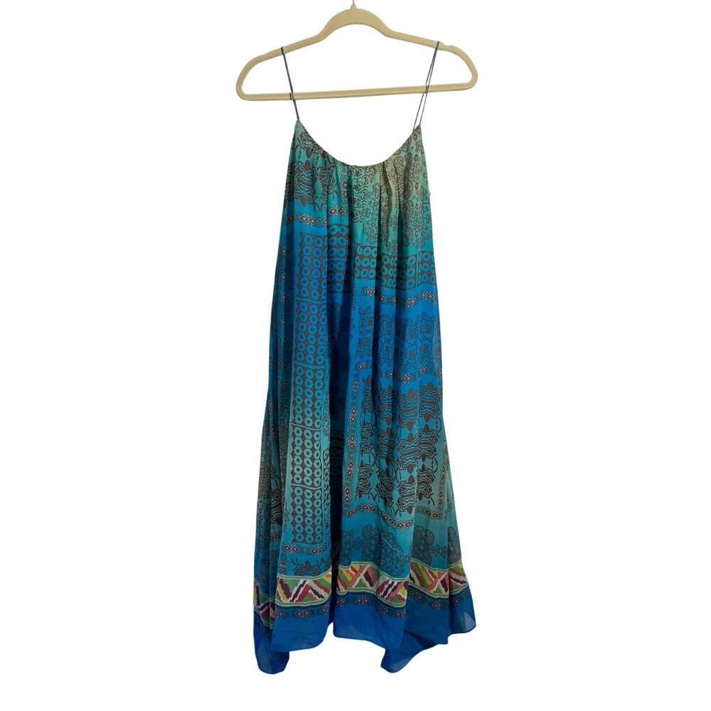 Boston Proper Boho Vacation Maxi Tank Dress Women 8 Blue Beach‎ Wedding Guest
